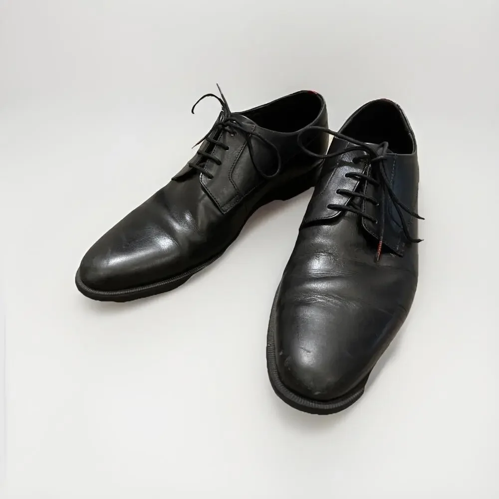 HUGO BY HUGO BOSS MENS BLACK DRESS OXFORD SHOES SIZE EU45.5/US11.5 MADE IN LAOS